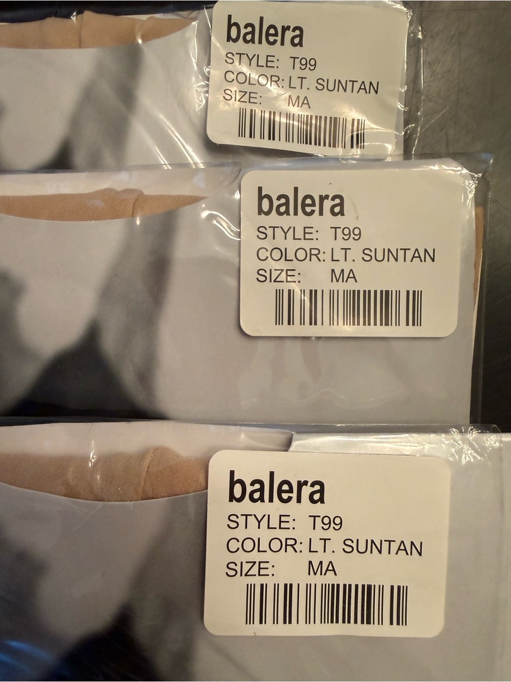 Balera T99 footed tights size adult medium light suntan 3 pair NWT - Picture 3 of 5